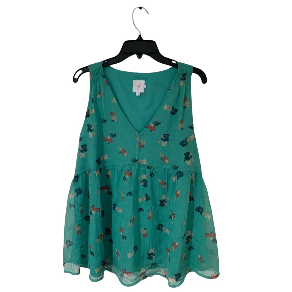 The Nines by Hatch Womens Green Floral Boho Sleeveless Top w/Lining Sz M